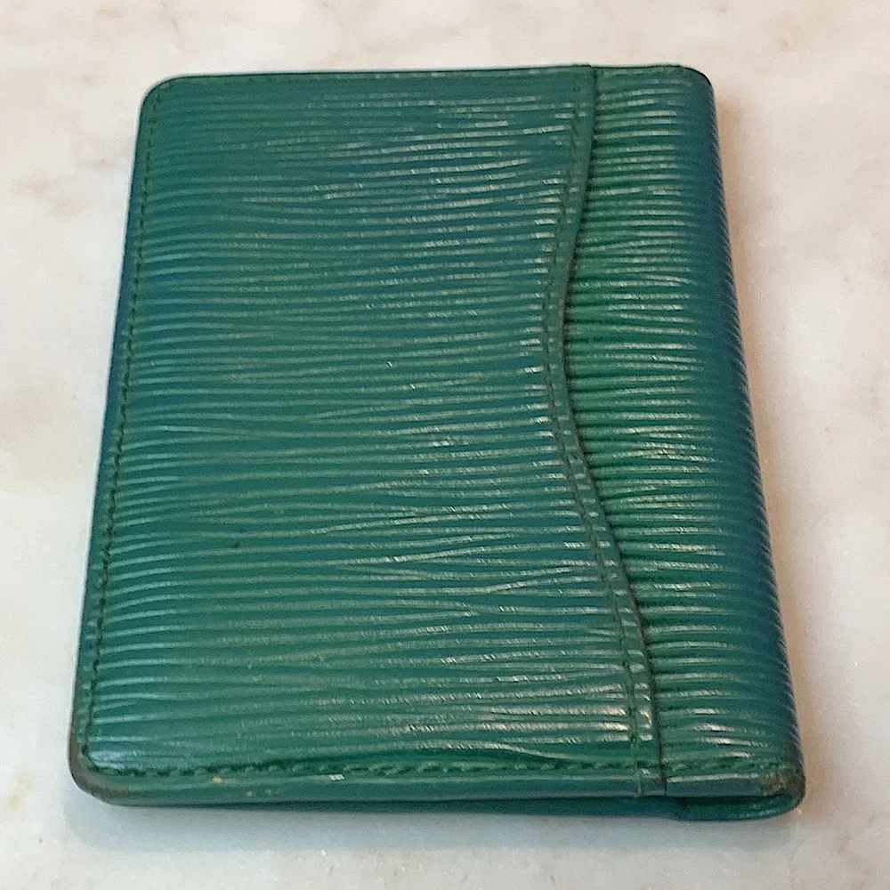 LOUIS VUITTON POCHETTE CARD HOLDER GREEN EPI LEATHER VINTAGE 1998 FRANCE
